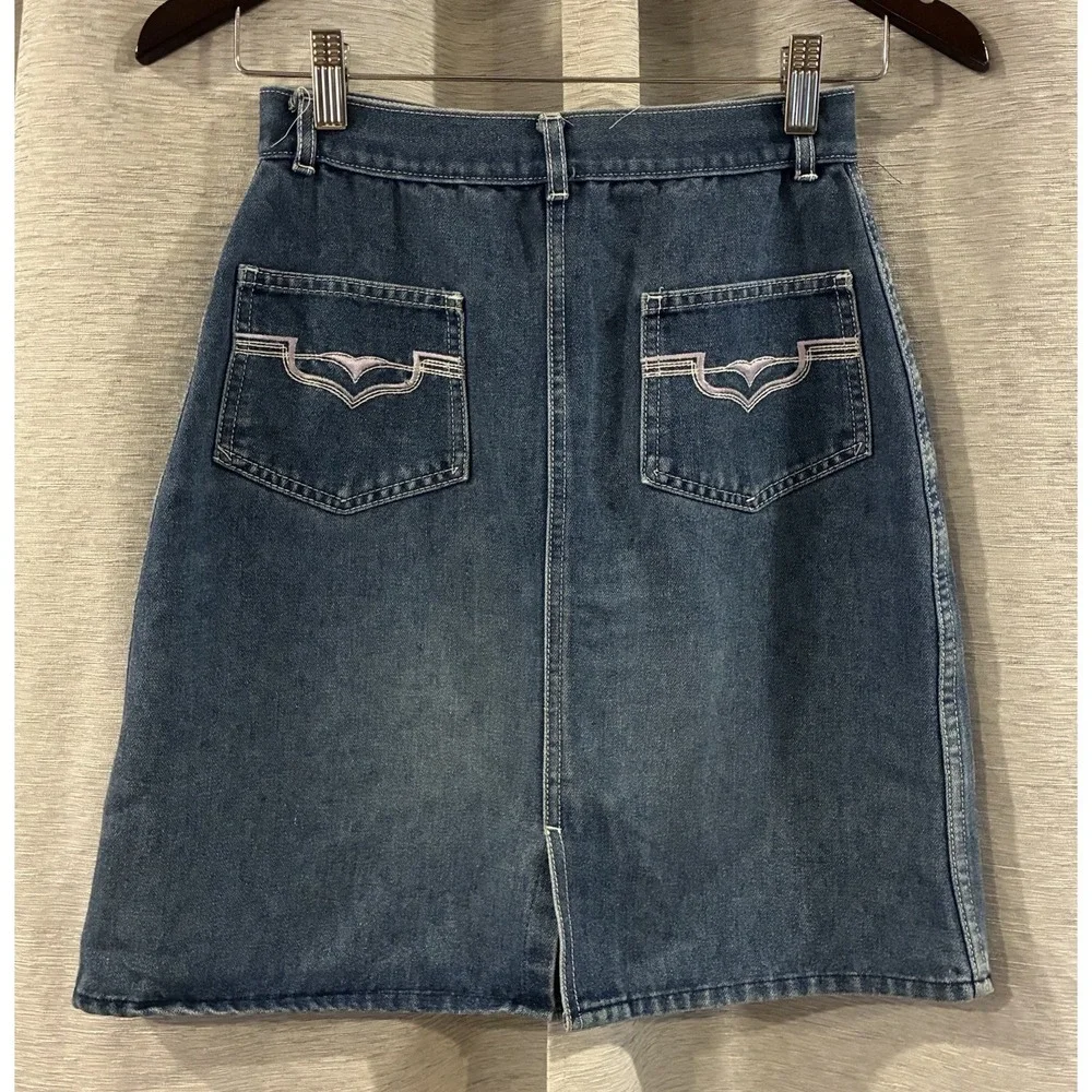 Vintage Wear Me‎ Denim Skirt Embroidered Youth Size 14 Y2K